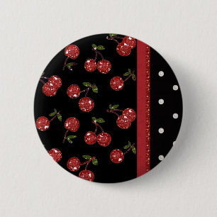 RAB Rockabilly Very Cherry Cherries Black 6 Cm Round Badge