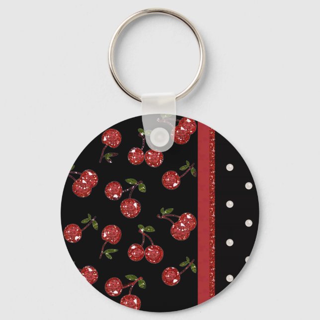 RAB Rockabilly Very Cherry Cherries Black Key Ring (Front)