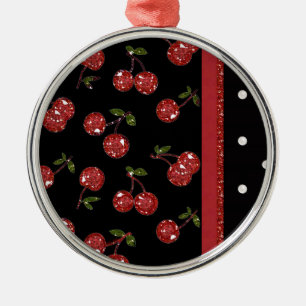 RAB Rockabilly Very Cherry Cherries Black Metal Ornament