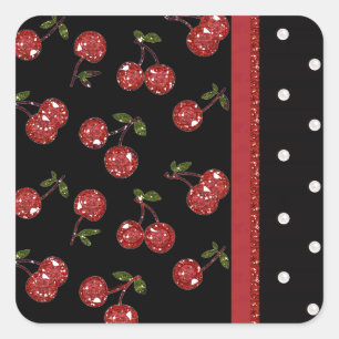 RAB Rockabilly Very Cherry Cherries Black Square Sticker