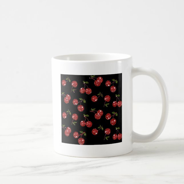 RAB Rockabilly Very Cherry Cherries On Black Coffee Mug (Right)