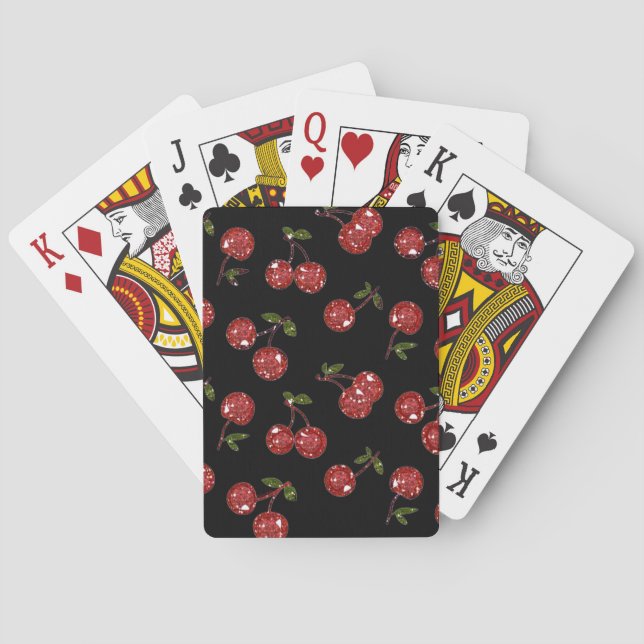 RAB Rockabilly Very Cherry Cherries On Black Playing Cards (Back)