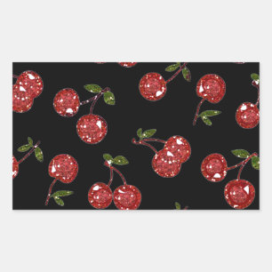 RAB Rockabilly Very Cherry Cherries On Black Rectangular Sticker