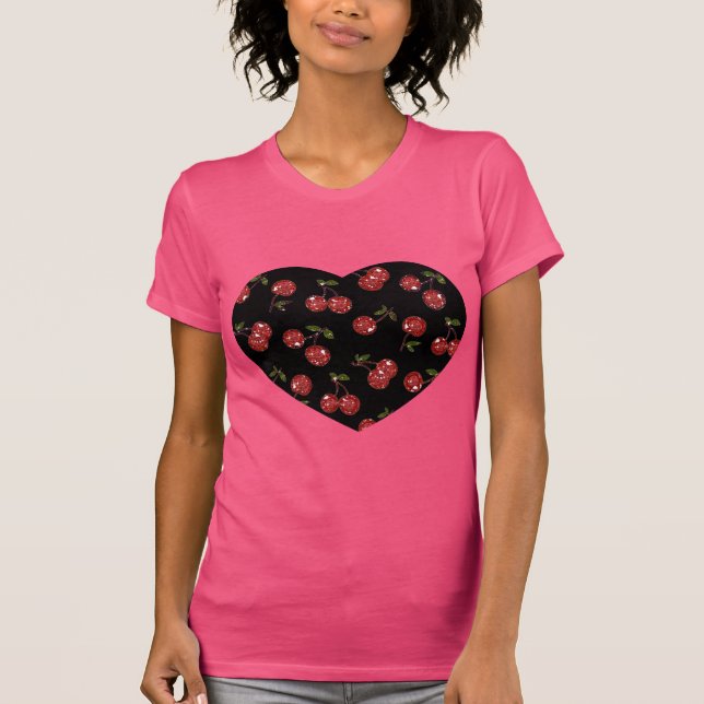 RAB Rockabilly Very Cherry Cherries On Black T-Shirt (Front)