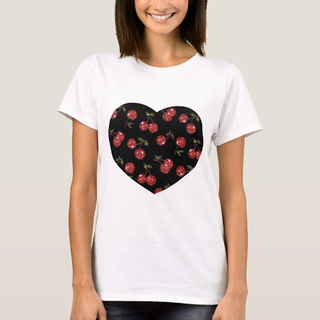 RAB Rockabilly Very Cherry Cherries On Black T-Shirt (Front)