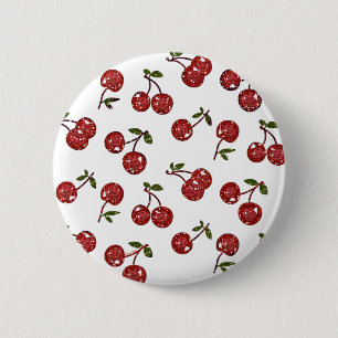 RAB Rockabilly Very Cherry Cherries On White 6 Cm Round Badge