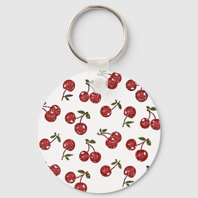 RAB Rockabilly Very Cherry Cherries On White Key Ring (Front)