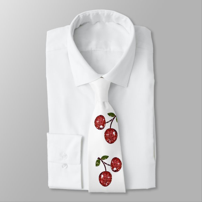 RAB Rockabilly Very Cherry Cherries On White Tie (Tied)