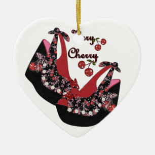 RAB Rockabilly Very Cherry Shoes Ceramic Ornament