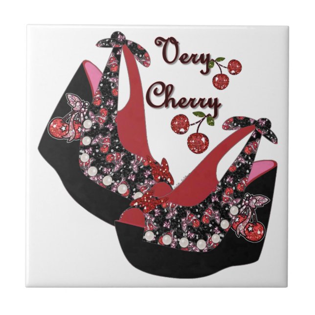 RAB Rockabilly Very Cherry Shoes Ceramic Tile (Front)