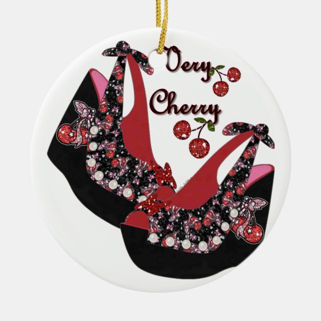 RAB Rockabilly Very Cherry Shoes Ceramic Tree Decoration (Front)