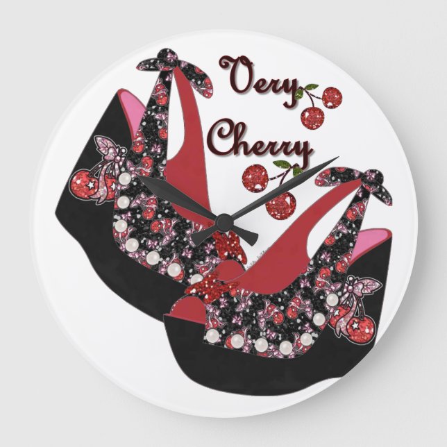 RAB Rockabilly Very Cherry Shoes Large Clock (Front)