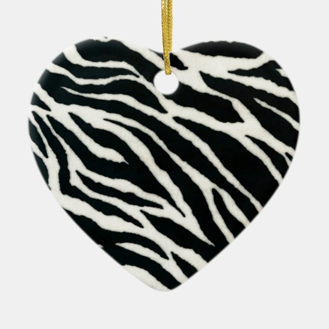 RAB Rockabilly Zebra Print Black & White Ceramic Ornament (Front)