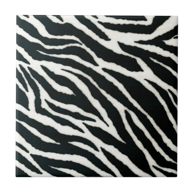 RAB Rockabilly Zebra Print Black & White Ceramic Tile (Front)