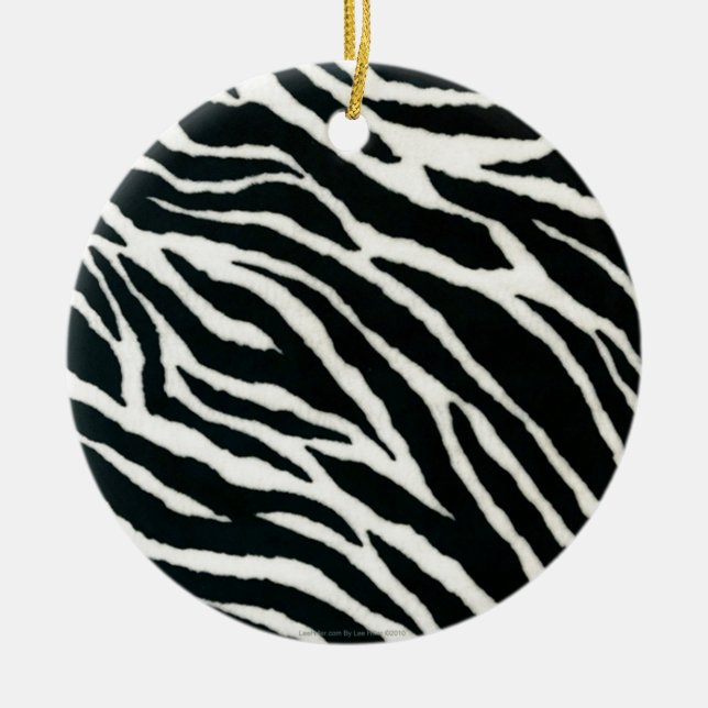 RAB Rockabilly Zebra Print Black & White Ceramic Tree Decoration (Front)