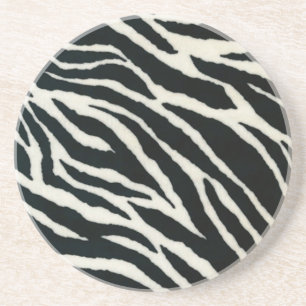 RAB Rockabilly Zebra Print Black & White Coaster