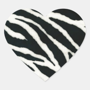 RAB Rockabilly Zebra Print Black & White Heart Sticker