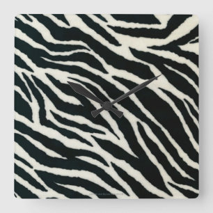 RAB Rockabilly Zebra Print Black & White Square Wall Clock