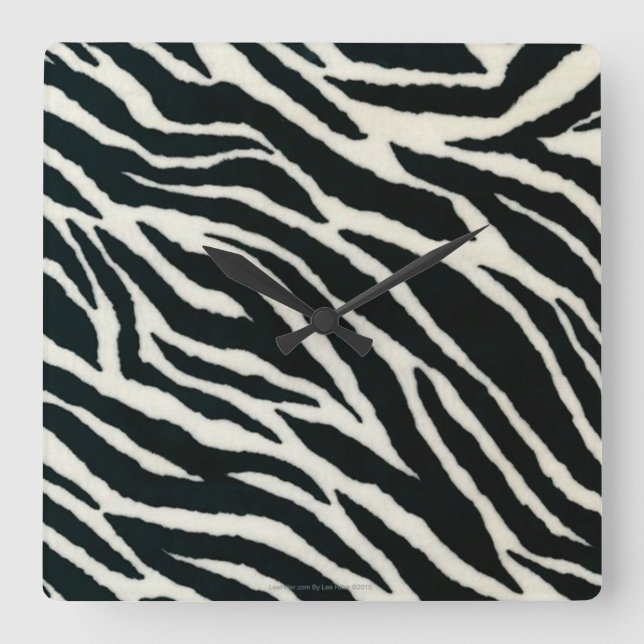 RAB Rockabilly Zebra Print Black & White Square Wall Clock (Front)
