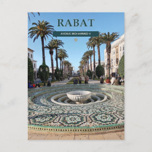Rabat Avenue Mohammed V and Zellige Fountain Postcard