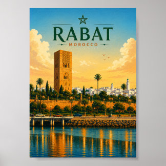 Rabat Morocco Hassan Tower Cityscape Poster