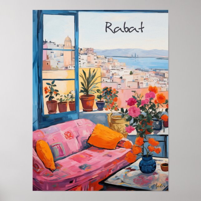 Rabat Morocco Travel City Painting Aesthetic Poster (Front)