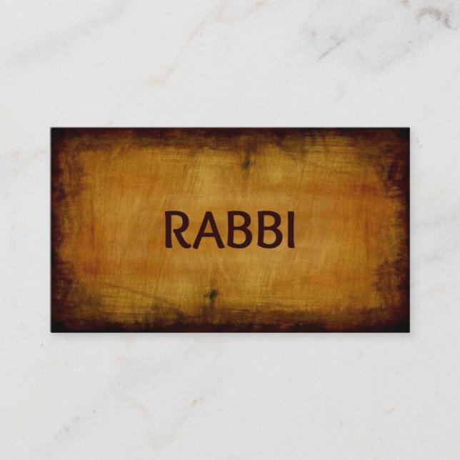 Rabbi Antique Brushed Wood Business Card (Front)