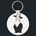 Rabbi Key Ring<br><div class="desc">An illustration of a Jewish orthodox man,  dressed with the traditional clothes.  This illustration can be fitted with custom text and used for a variety of Jewish and Israeli concepts or even holidays like Hanuka passover and more.  This illustration was created by using clean,  elegant,  simple and humourous principles.</div>