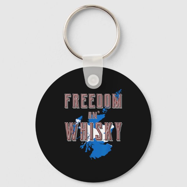 Rabbie Burns Quote Freedom Whisky Scottish Colours Key Ring (Front)