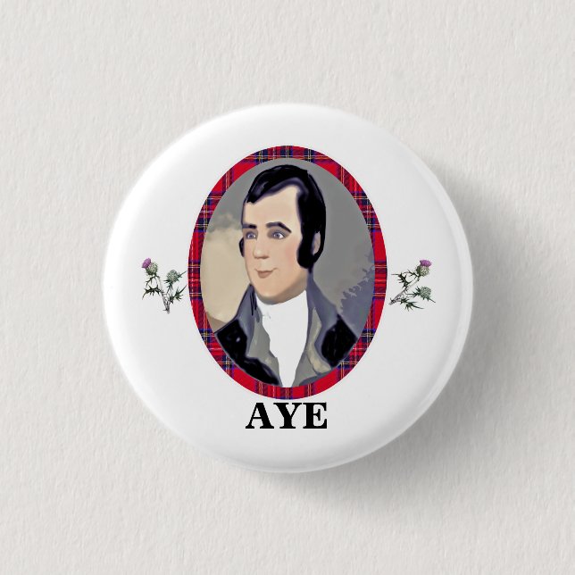 Rabbie Burns Tartan Aye Pinback 3 Cm Round Badge (Front)