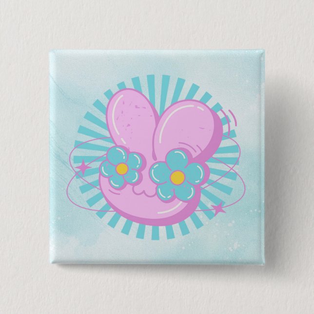Rabbit 15 Cm Square Badge (Front)