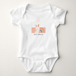Rabbit • Add Your Name Cute Alphabet Monogram Baby Bodysuit