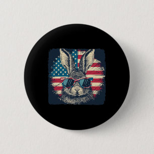 Rabbit American Patriot 4th Of July Gift Lover 6 Cm Round Badge