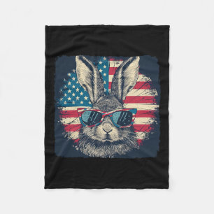 Rabbit American Patriot 4th Of July Gift Lover Fleece Blanket