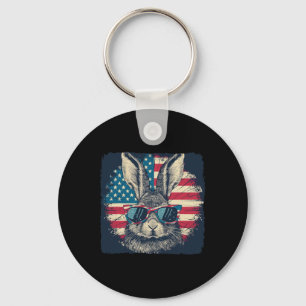 Rabbit American Patriot 4th Of July Gift Lover Key Ring