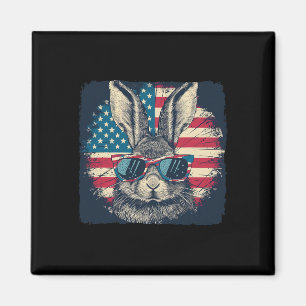 Rabbit American Patriot 4th Of July Gift Lover Magnet