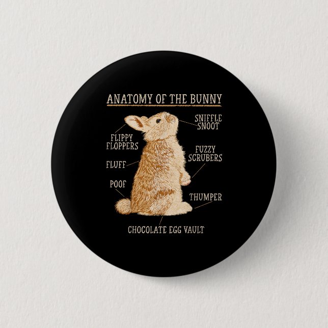 Rabbit Anatomy Bunny Lover Animal Pet Owner  6 Cm Round Badge (Front)