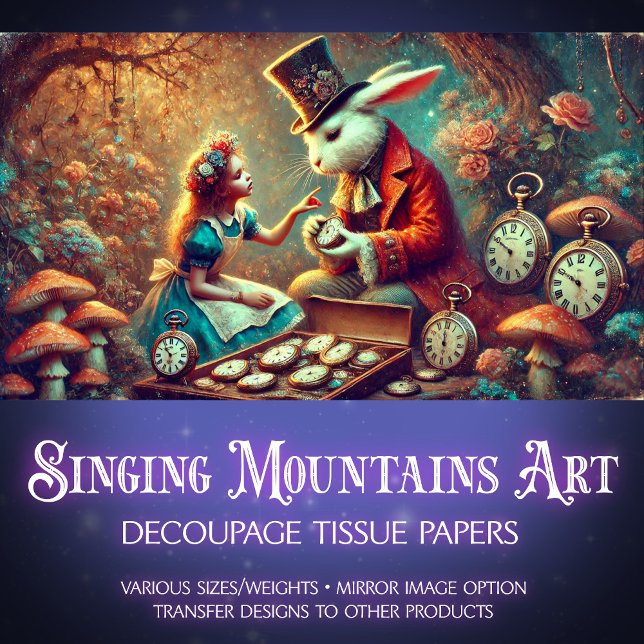 Rabbit and Alice Wonderland Forest Magic Decoupage Tissue Paper (Creator Uploaded)