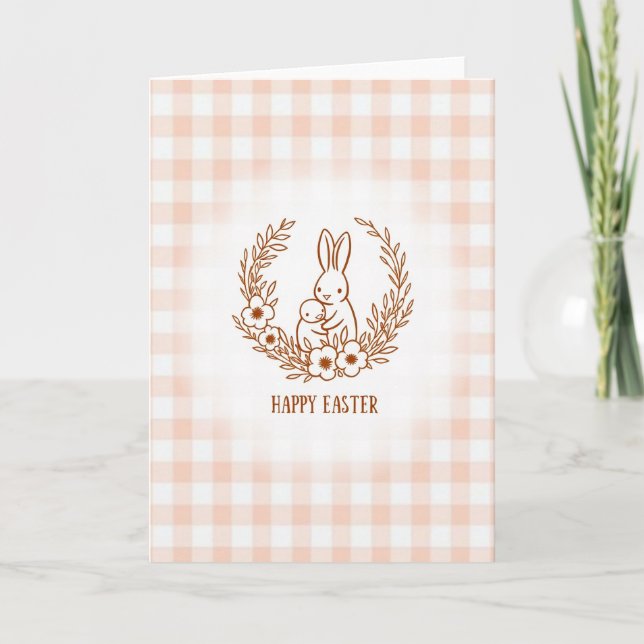 Rabbit And Bird Easter Card (Front)