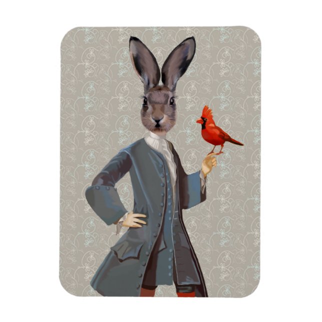 Rabbit And Bird Magnet (Vertical)