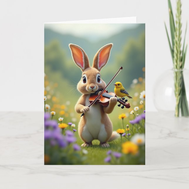Rabbit And Bird Song Card (Front)