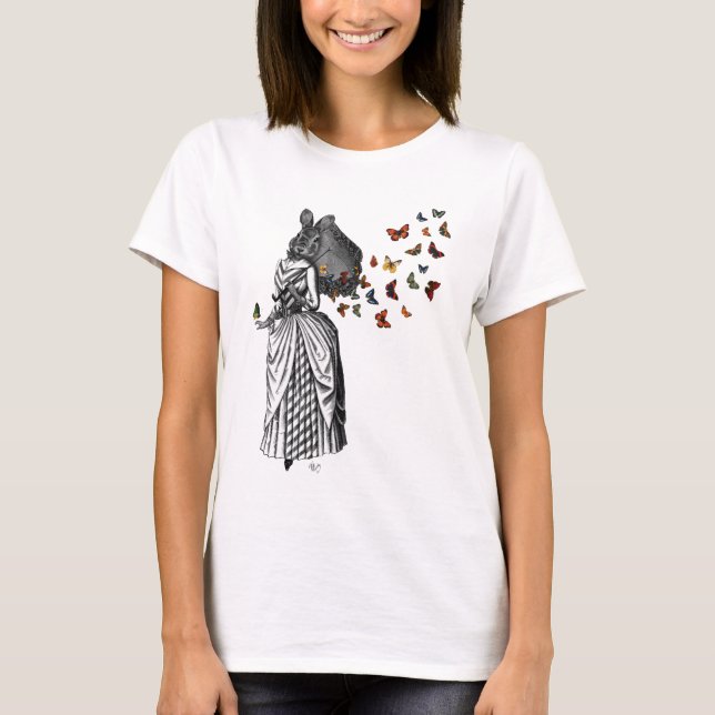 Rabbit and Butterfly Parasol 2 T-Shirt (Front)