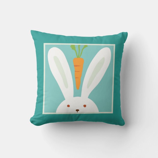 Rabbit and Carrot Cushion (Front)