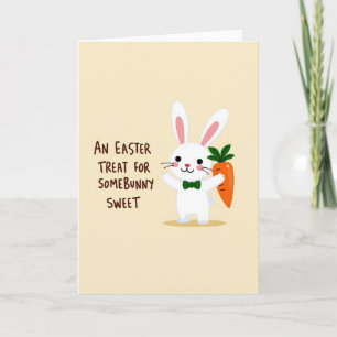 Rabbit And Carrot Easter Card