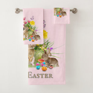 Rabbit and Easter Eggs  Holiday  Bath Towel Set