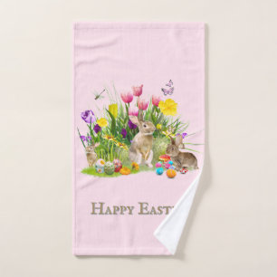Rabbit and Easter Eggs  Holiday Hand Towel