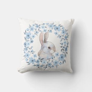 Rabbit and floral wreath cushion