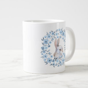 Rabbit and floral wreath large coffee mug