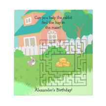 Rabbit and Hay Birthday Maze Activity Notepads
