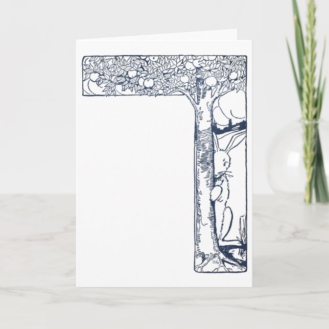 Rabbit and Orange Tree Card (Front)